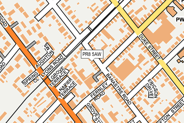 PR8 5AW map - OS OpenMap – Local (Ordnance Survey)