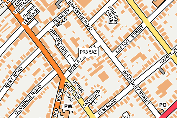 PR8 5AZ map - OS OpenMap – Local (Ordnance Survey)