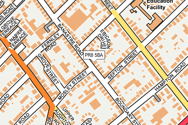 PR8 5BA map - OS OpenMap – Local (Ordnance Survey)