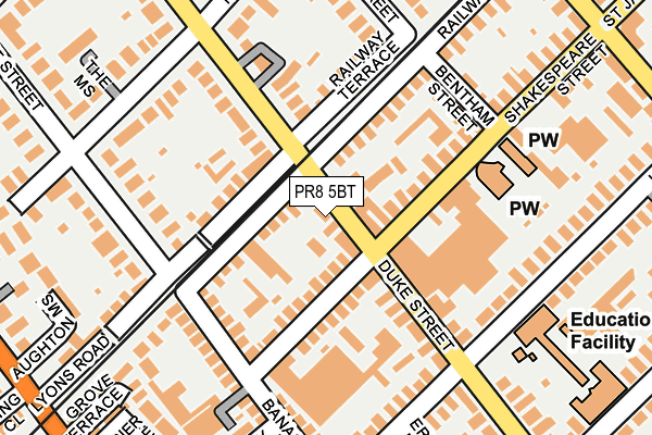 PR8 5BT map - OS OpenMap – Local (Ordnance Survey)