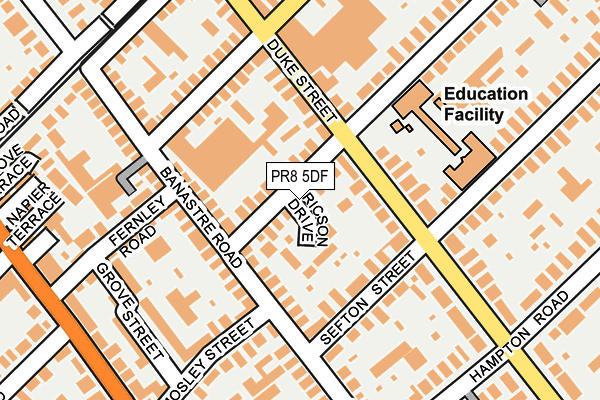 PR8 5DF map - OS OpenMap – Local (Ordnance Survey)