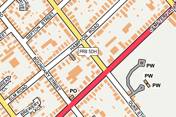 PR8 5DH map - OS OpenMap – Local (Ordnance Survey)