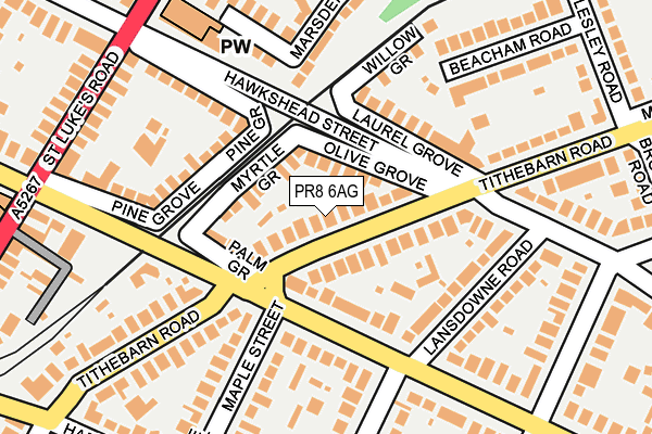 PR8 6AG map - OS OpenMap – Local (Ordnance Survey)