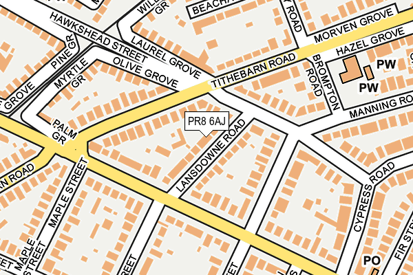 PR8 6AJ map - OS OpenMap – Local (Ordnance Survey)