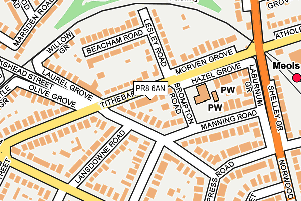 PR8 6AN map - OS OpenMap – Local (Ordnance Survey)