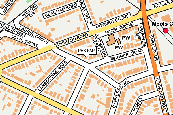 PR8 6AP map - OS OpenMap – Local (Ordnance Survey)