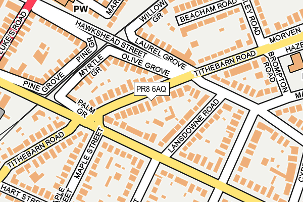 PR8 6AQ map - OS OpenMap – Local (Ordnance Survey)