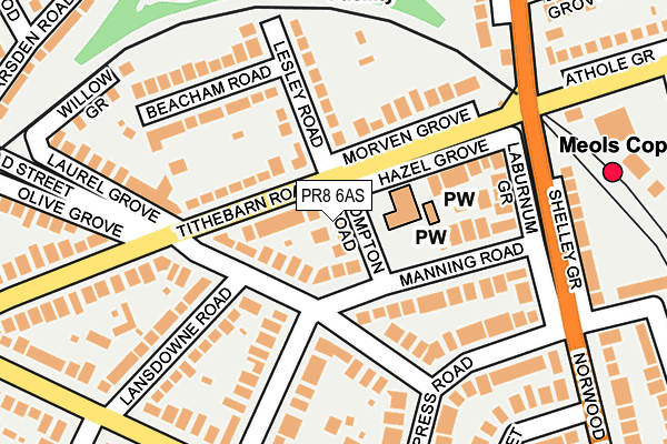 PR8 6AS map - OS OpenMap – Local (Ordnance Survey)