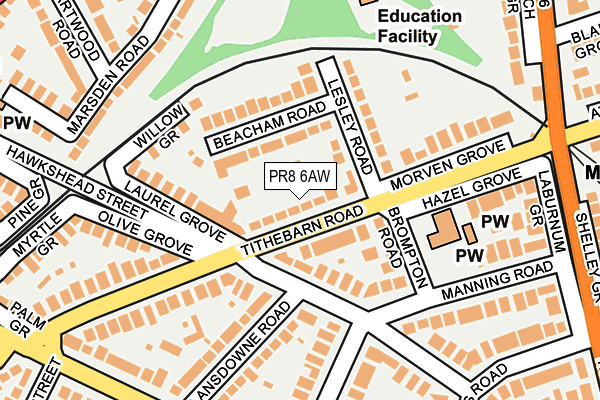 PR8 6AW map - OS OpenMap – Local (Ordnance Survey)