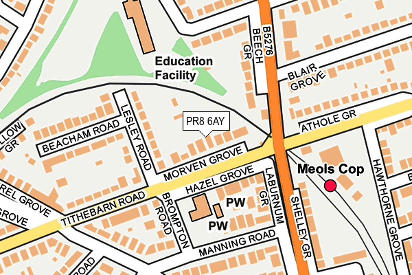 PR8 6AY map - OS OpenMap – Local (Ordnance Survey)