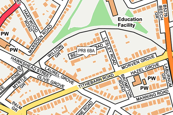 PR8 6BA map - OS OpenMap – Local (Ordnance Survey)