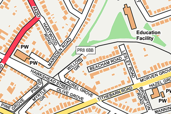 PR8 6BB map - OS OpenMap – Local (Ordnance Survey)