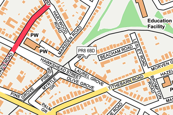 PR8 6BD map - OS OpenMap – Local (Ordnance Survey)