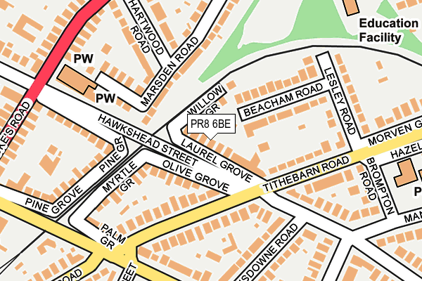 PR8 6BE map - OS OpenMap – Local (Ordnance Survey)
