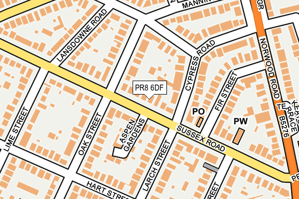 PR8 6DF map - OS OpenMap – Local (Ordnance Survey)