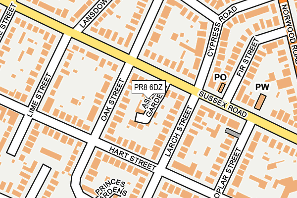PR8 6DZ map - OS OpenMap – Local (Ordnance Survey)