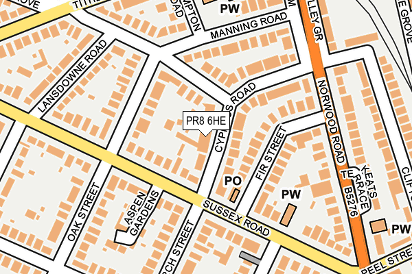 PR8 6HE map - OS OpenMap – Local (Ordnance Survey)