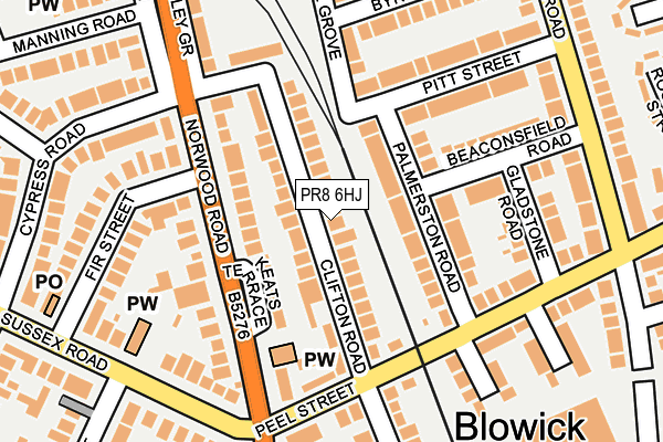 PR8 6HJ map - OS OpenMap – Local (Ordnance Survey)