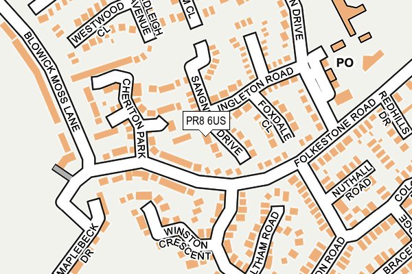 PR8 6US map - OS OpenMap – Local (Ordnance Survey)