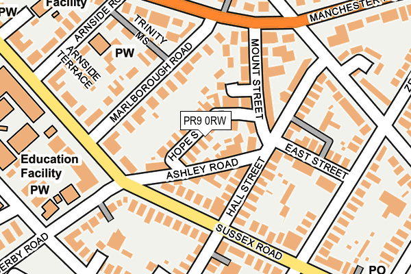 PR9 0RW map - OS OpenMap – Local (Ordnance Survey)