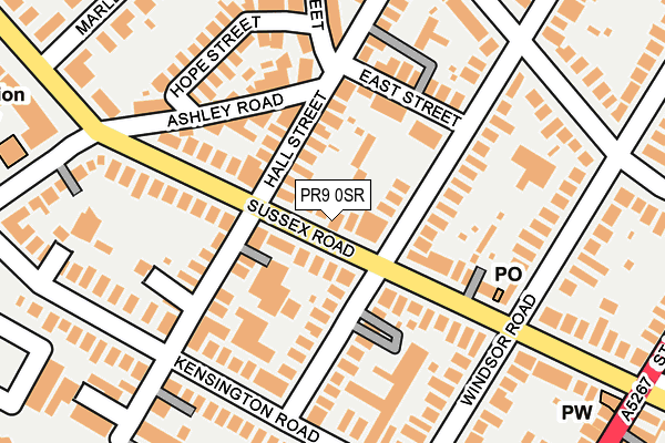 PR9 0SR map - OS OpenMap – Local (Ordnance Survey)