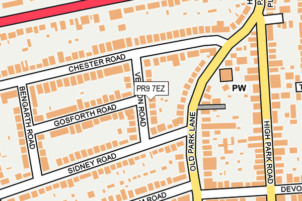 PR9 7EZ map - OS OpenMap – Local (Ordnance Survey)