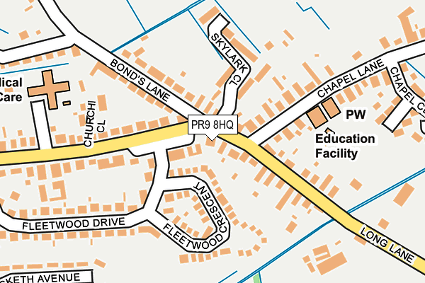 PR9 8HQ map - OS OpenMap – Local (Ordnance Survey)