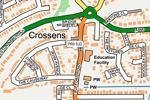 PR9 8JD map - OS OpenMap – Local (Ordnance Survey)