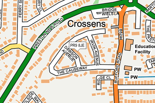 PR9 8JE map - OS OpenMap – Local (Ordnance Survey)