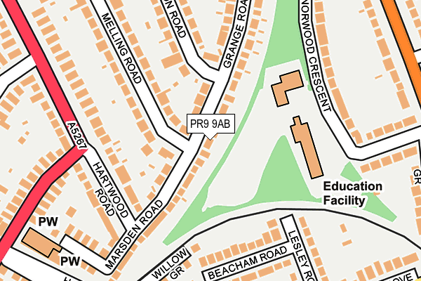 PR9 9AB map - OS OpenMap – Local (Ordnance Survey)