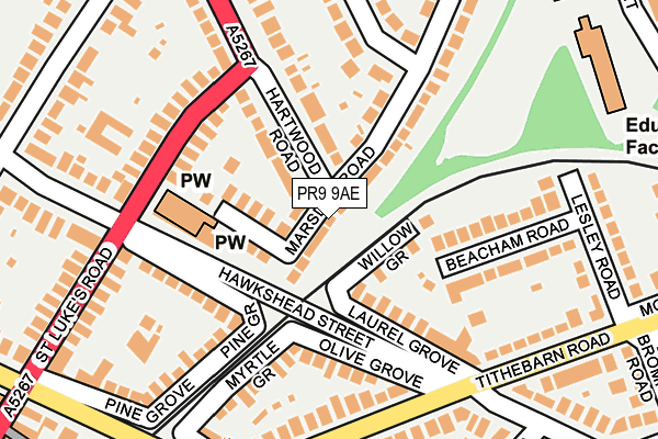 PR9 9AE map - OS OpenMap – Local (Ordnance Survey)