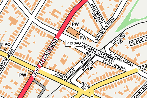 PR9 9AG map - OS OpenMap – Local (Ordnance Survey)