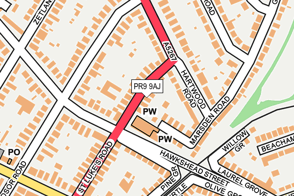 PR9 9AJ map - OS OpenMap – Local (Ordnance Survey)