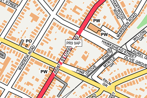 PR9 9AP map - OS OpenMap – Local (Ordnance Survey)