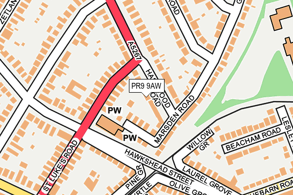 PR9 9AW map - OS OpenMap – Local (Ordnance Survey)