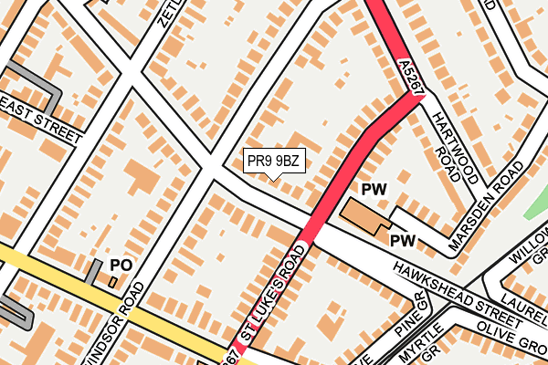PR9 9BZ map - OS OpenMap – Local (Ordnance Survey)