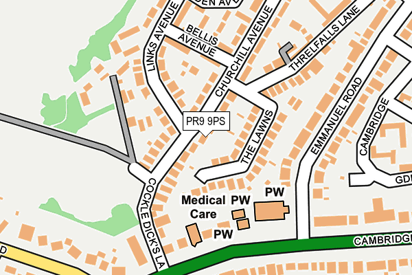 PR9 9PS map - OS OpenMap – Local (Ordnance Survey)