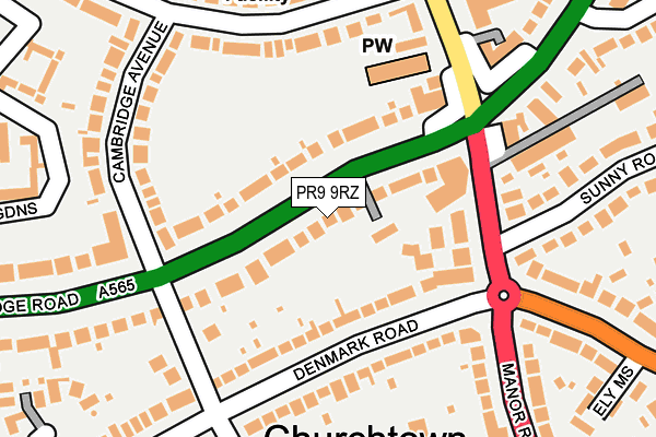 PR9 9RZ map - OS OpenMap – Local (Ordnance Survey)
