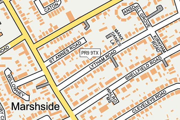 PR9 9TX map - OS OpenMap – Local (Ordnance Survey)