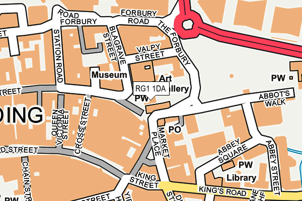 RG1 1DA map - OS OpenMap – Local (Ordnance Survey)