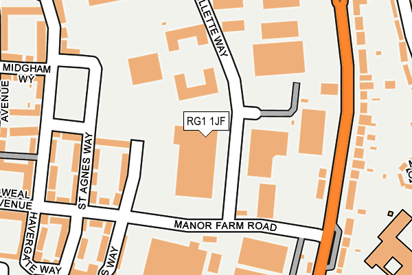 RG1 1JF map - OS OpenMap – Local (Ordnance Survey)