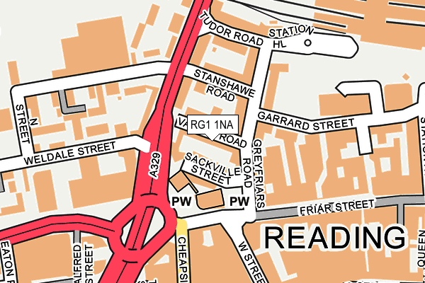 RG1 1NA map - OS OpenMap – Local (Ordnance Survey)