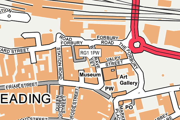RG1 1PW map - OS OpenMap – Local (Ordnance Survey)