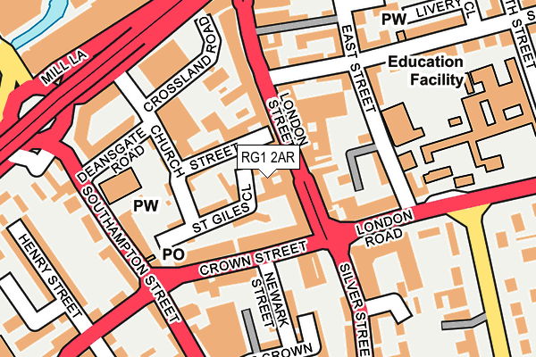 RG1 2AR map - OS OpenMap – Local (Ordnance Survey)