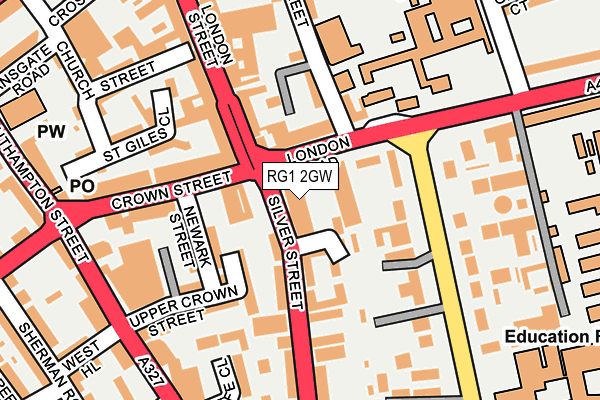 RG1 2GW map - OS OpenMap – Local (Ordnance Survey)