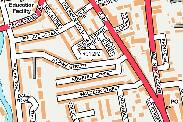 RG1 2PZ map - OS OpenMap – Local (Ordnance Survey)