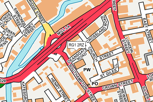 RG1 2RZ map - OS OpenMap – Local (Ordnance Survey)