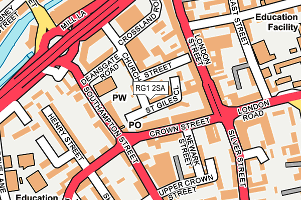 RG1 2SA map - OS OpenMap – Local (Ordnance Survey)