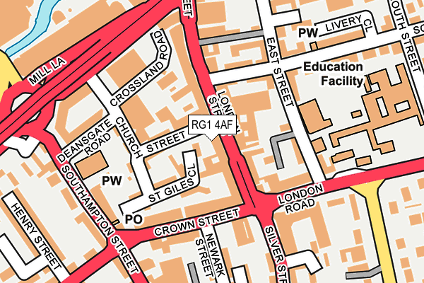 RG1 4AF map - OS OpenMap – Local (Ordnance Survey)