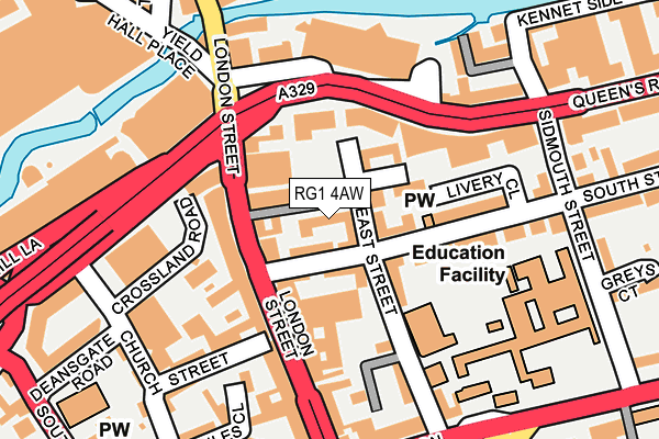 RG1 4AW map - OS OpenMap – Local (Ordnance Survey)